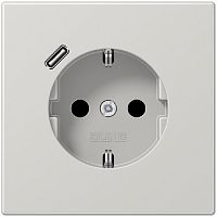 Розетка с заземлением +1хUSB тип C без рамки Jung LS990 1-м. серый картинка